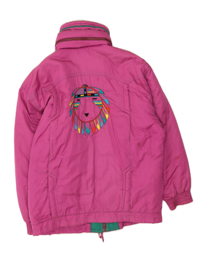 COLMAR Womens Oversized Graphic Ski Jacket IT 46 Large Pink Vintage Colmar and Second-Hand Colmar from Messina Hembry 