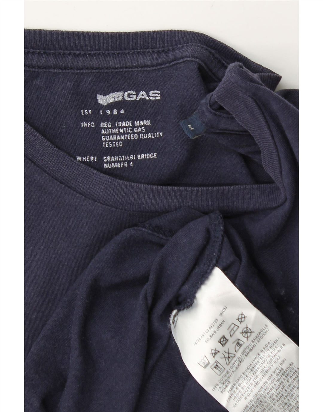 T-shirt grafica da uomo Gas Top in cotone blu navy medio