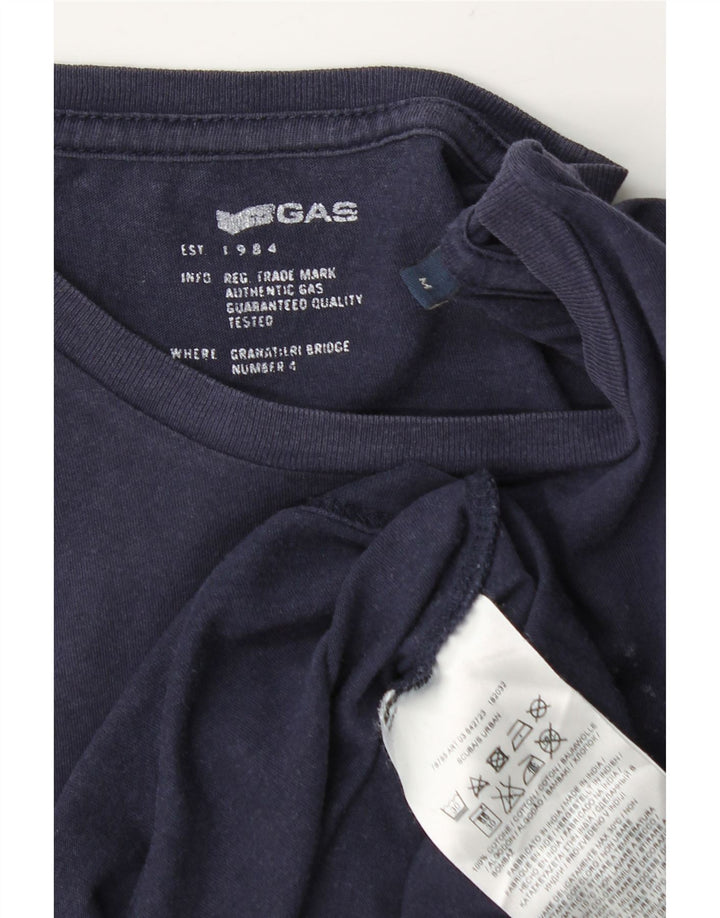 T-shirt grafica da uomo Gas Top in cotone blu navy medio