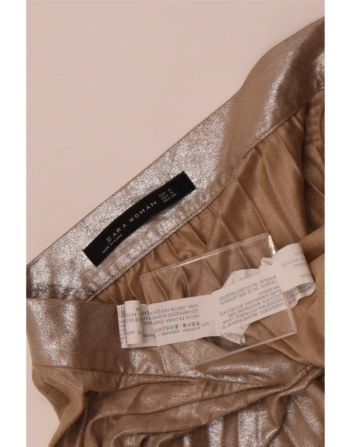 Gonna a pieghe a vita alta da donna Zara piccola W26 poliestere marrone