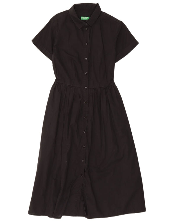 Abito camicia a maniche corte da donna Benetton UK 14 medio nero