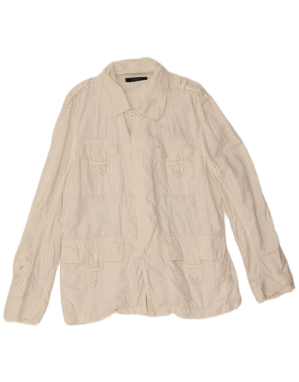 Ferre Mens Military Shirt Medium White
