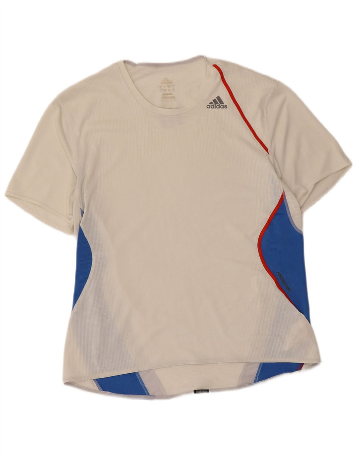 T-shirt Adidas da uomo Top Large in poliestere color block bianco