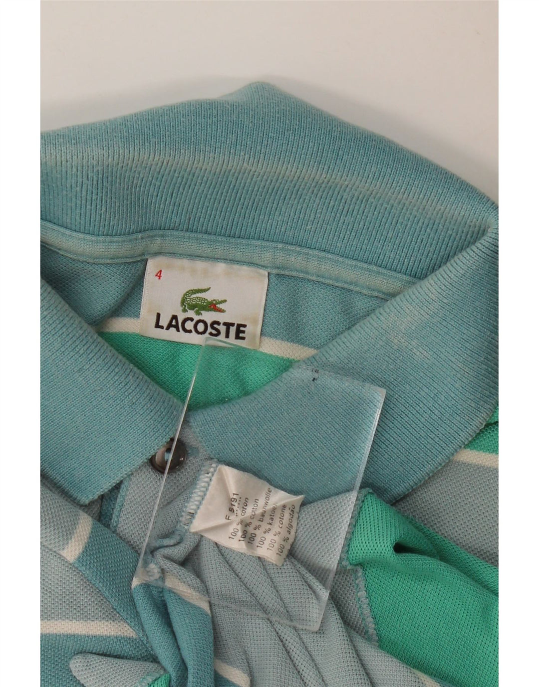 Polo da rugby da uomo Lacoste taglia 4 in cotone a righe verde medio