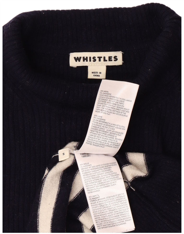 WHISTLES Maglione da donna con collo alto e maglione UK 10 Piccolo a righe blu navy