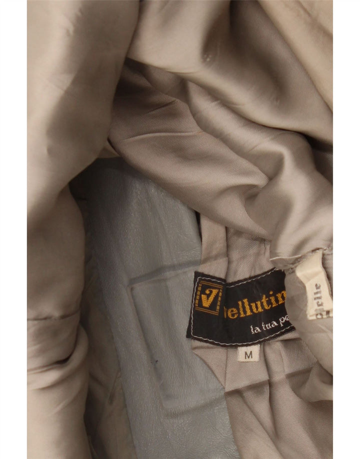 Giacca in pelle da donna vintage UK 14 Pelle grigio medio
