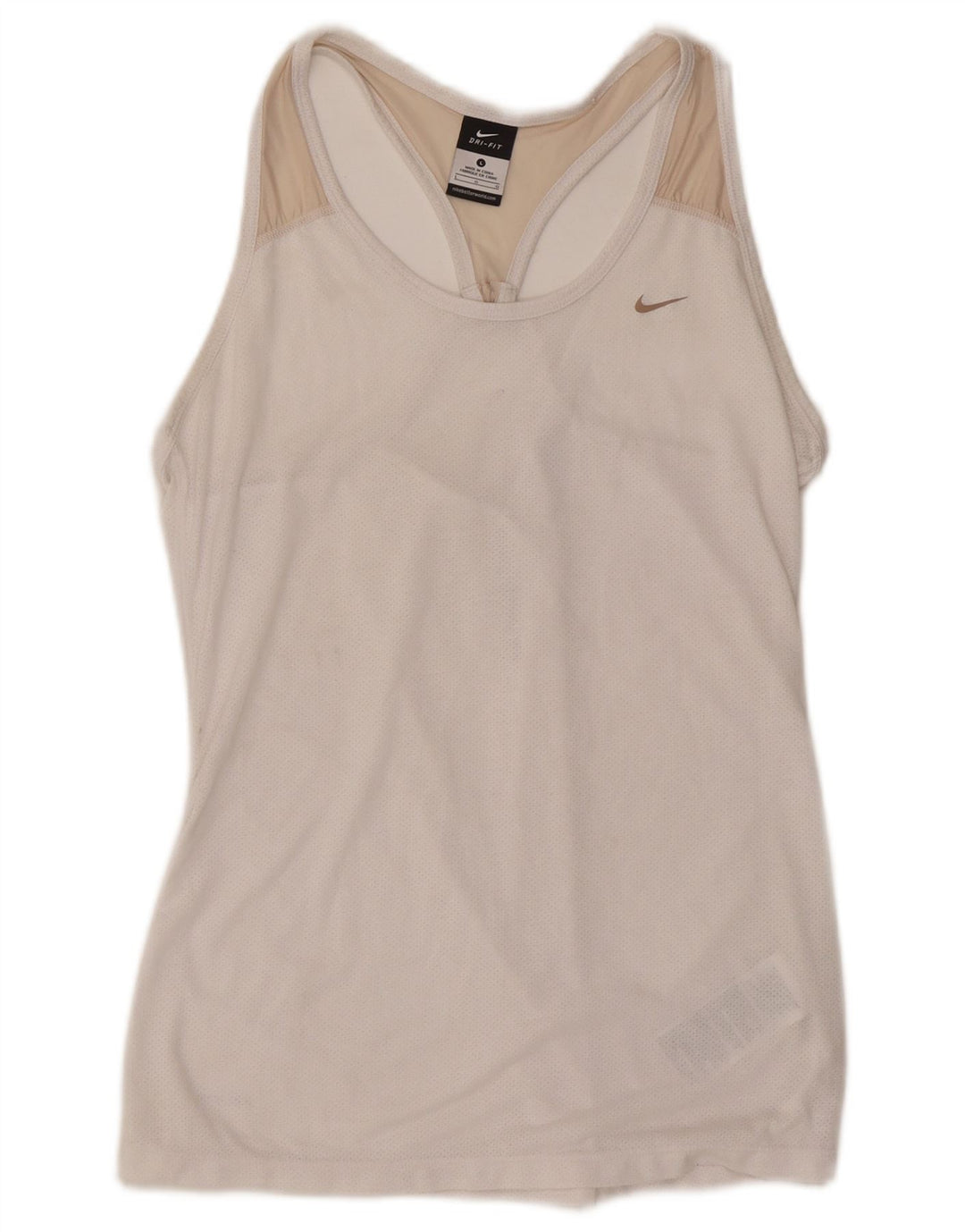 Canotta Nike Dri Fit da donna UK 14 Large in poliestere bianco sporco