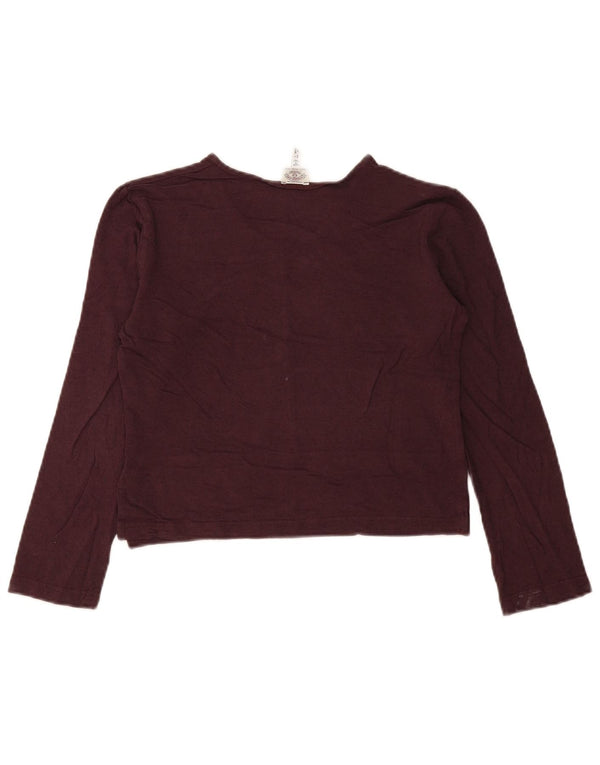 Armani Jeans Donna Crop Top Manica Lunga IT 44 Viscosa Bordeaux Medio
