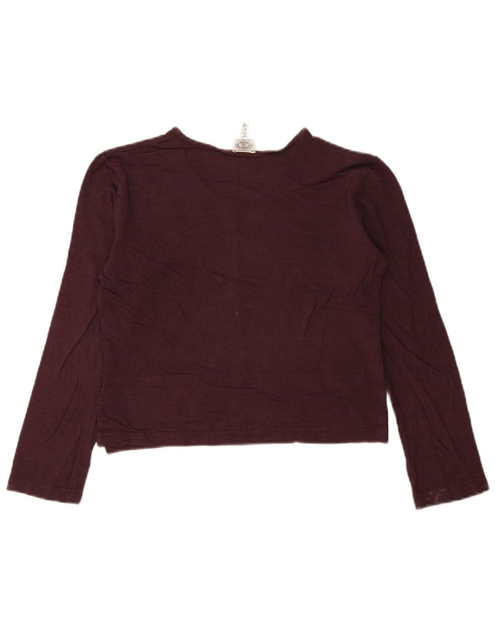 Armani Jeans Donna Crop Top Manica Lunga IT 44 Viscosa Bordeaux Medio
