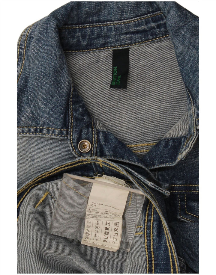 Giacca in denim corto da donna Benetton UK 10 piccolo cotone blu