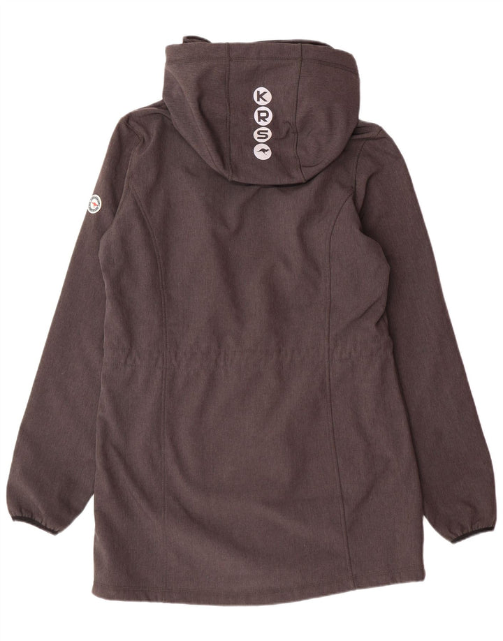 KANGAROOS Womens Graphic Hooded Windbreaker Coat UK 14 Large Grey