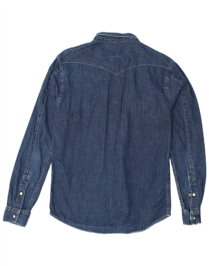 Camicia di jeans da uomo LEE in cotone blu navy medio