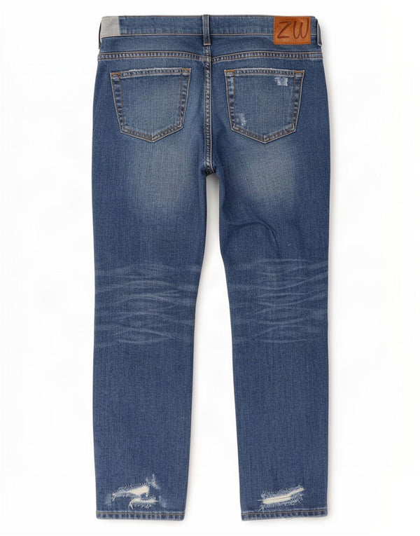 Jeans corti effetto invecchiato Zara da donna EU 40 medio W30 L25 blu