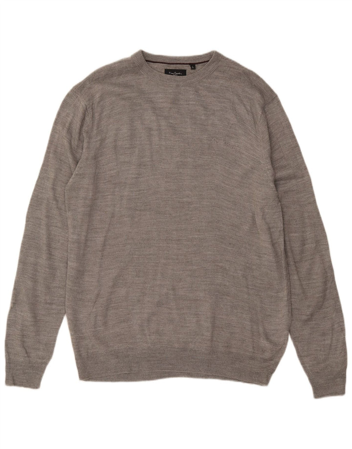 Maglione maglione girocollo da uomo Pierre Cardin grande acrilico grigio