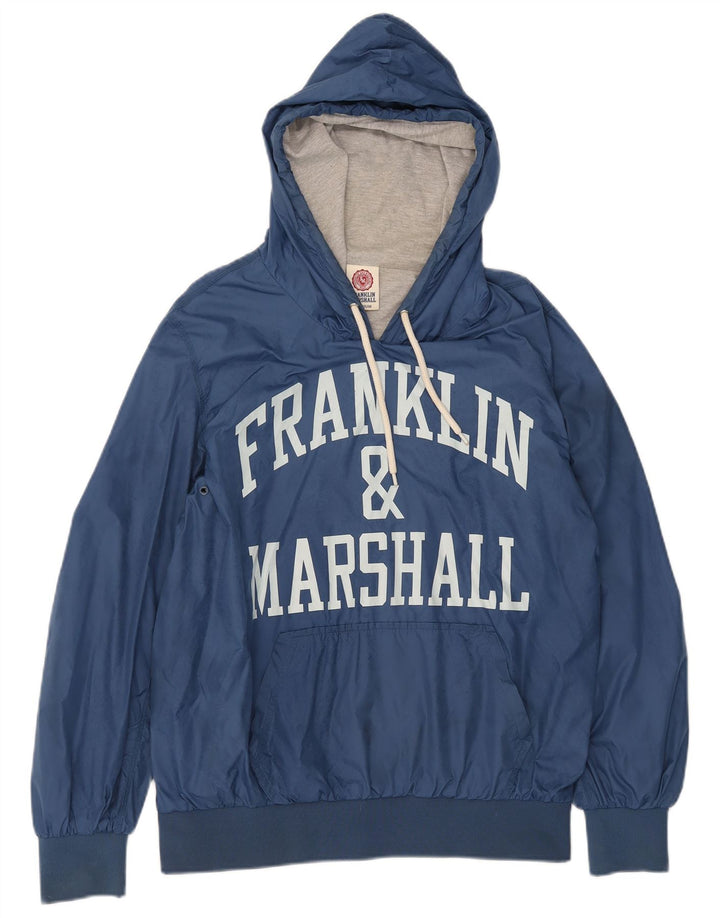 FRANKLIN MARSHALL Maglione con cappuccio grafico da uomo in nylon blu medio