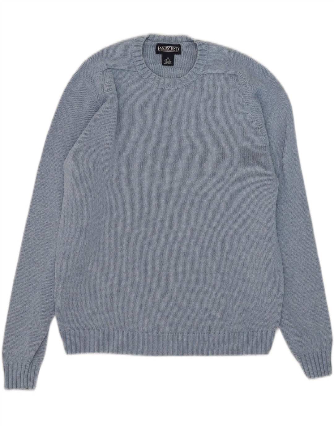 Maglione maglione girocollo da donna Lands End UK 10/12 Cotone blu medio