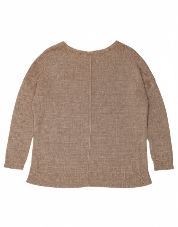 WHISTLES Womens Oversized Boat Neck Jumper Sweater UK 12 Medium Beige