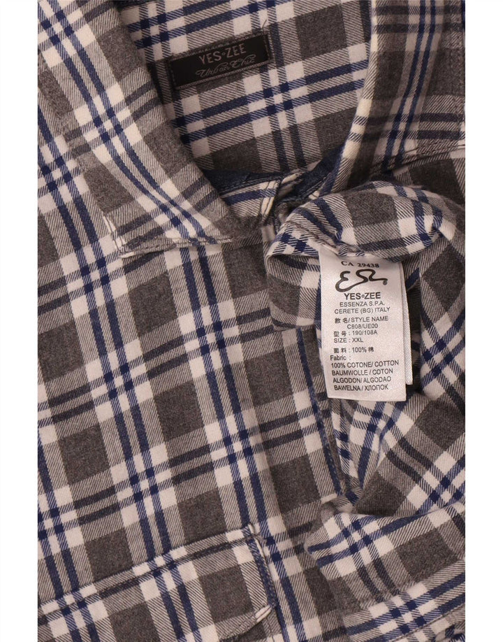 Camicia in flanella da uomo Yes Zee 2XL Cotone a quadri grigio
