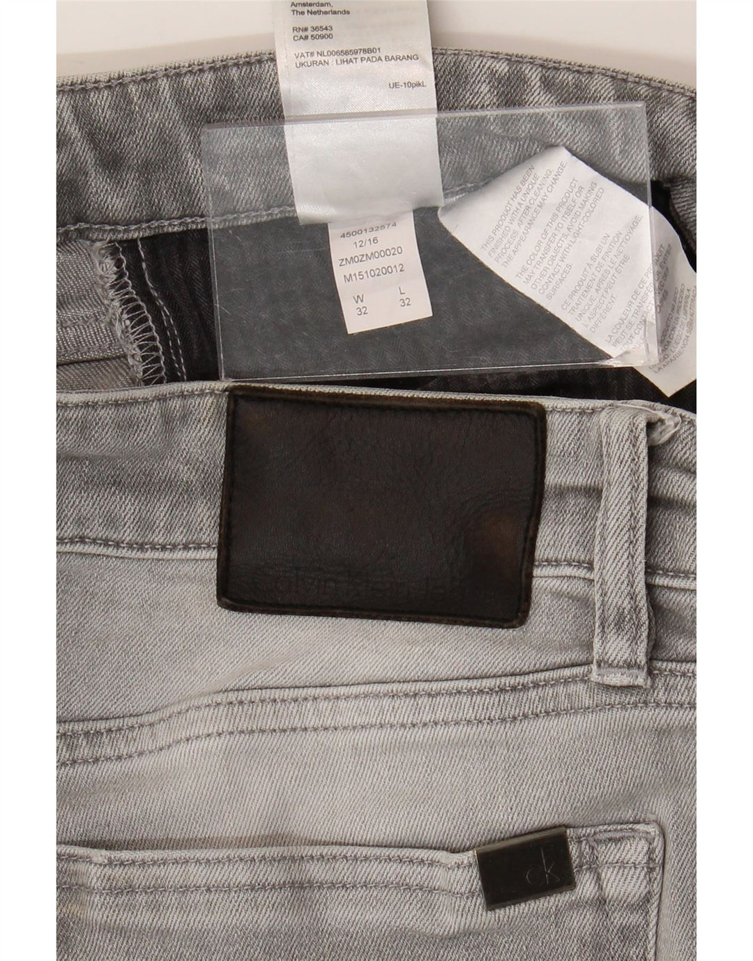 Jeans slim da uomo Calvin Klein W32 L32 cotone grigio
