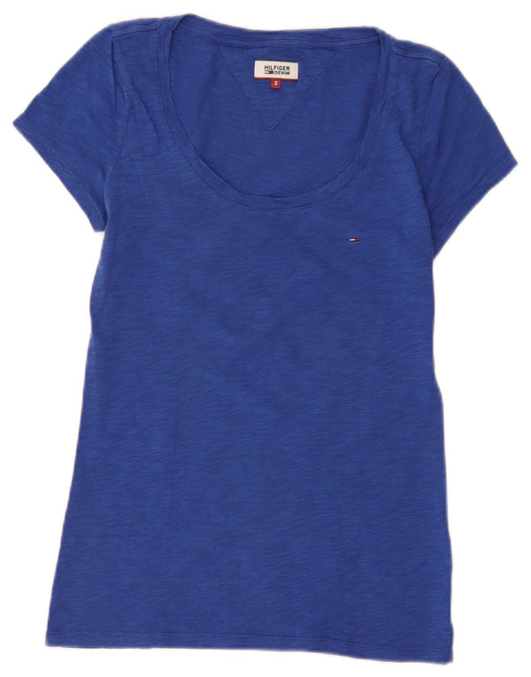 T-shirt da donna Tommy Hilfiger Top UK 8 piccolo cotone screziato blu