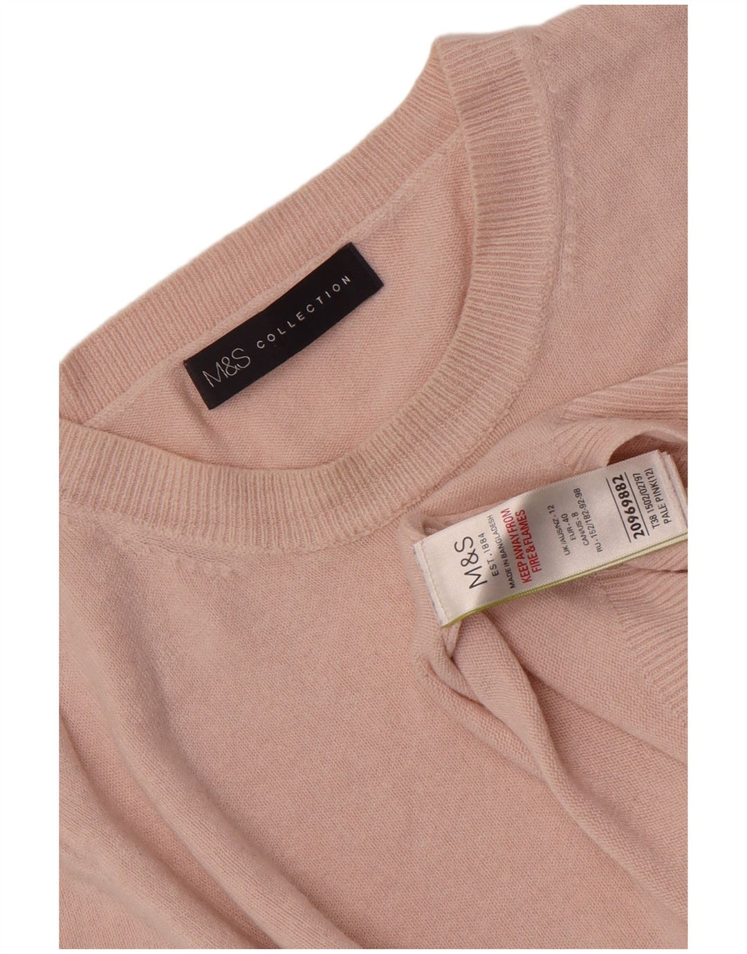 Maglione maglione girocollo da donna Marks & Spencer UK 12 Acrilico rosa medio
