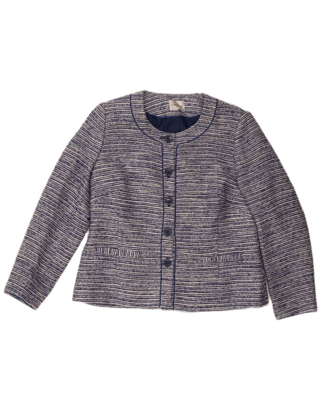 Giacca blazer da donna a 5 bottoni Eastex UK 12 media blu navy a righe
