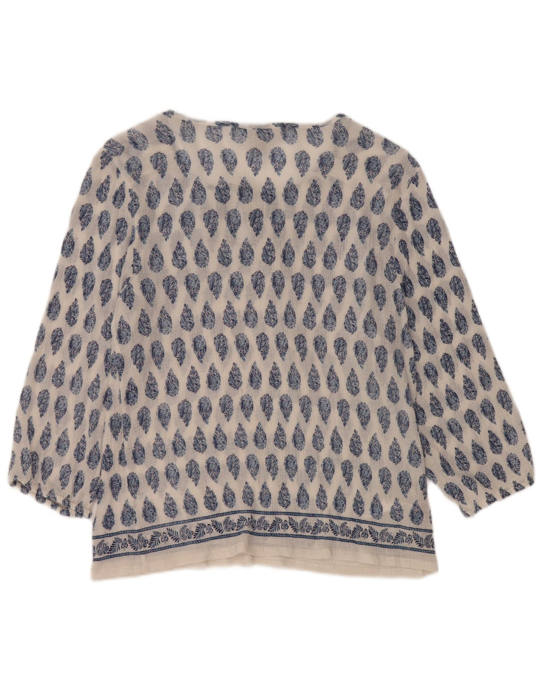 TOMMY BAHAMA Camicetta da donna con maniche a 3/4 Top UK 16 Grande cotone Paisley bianco