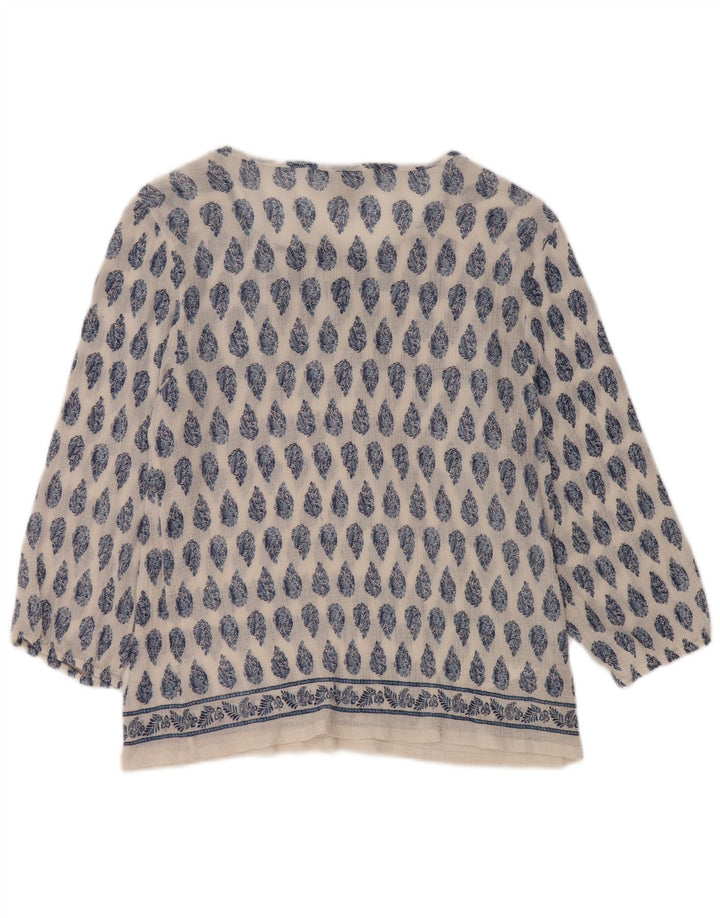 TOMMY BAHAMA Camicetta da donna con maniche a 3/4 Top UK 16 Grande cotone Paisley bianco