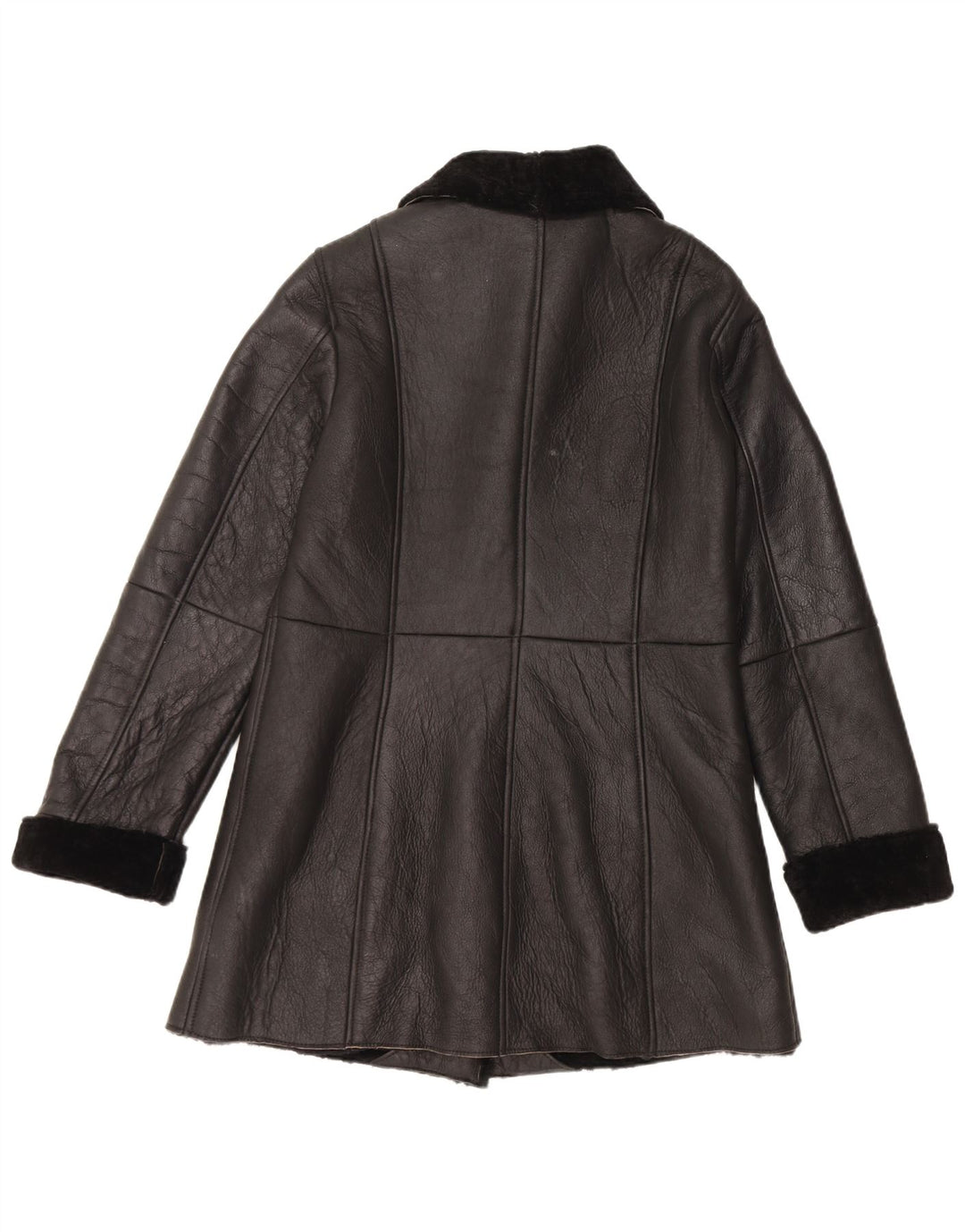 Cappotto in shearling vintage da donna EU 40 in pelle nera media