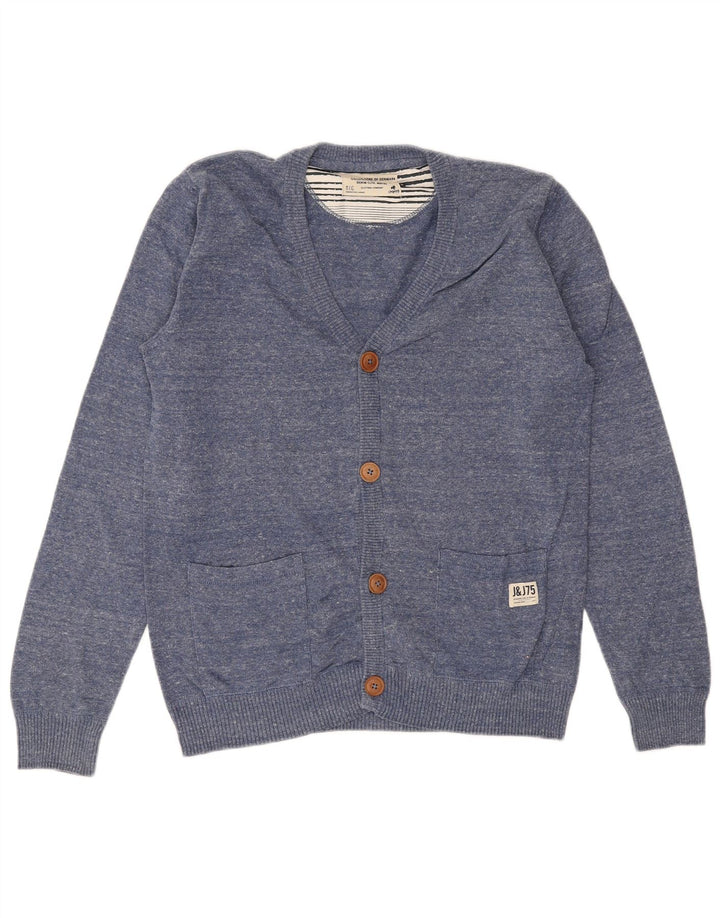 JACK & JONES Maglione cardigan da uomo in cotone blu medio