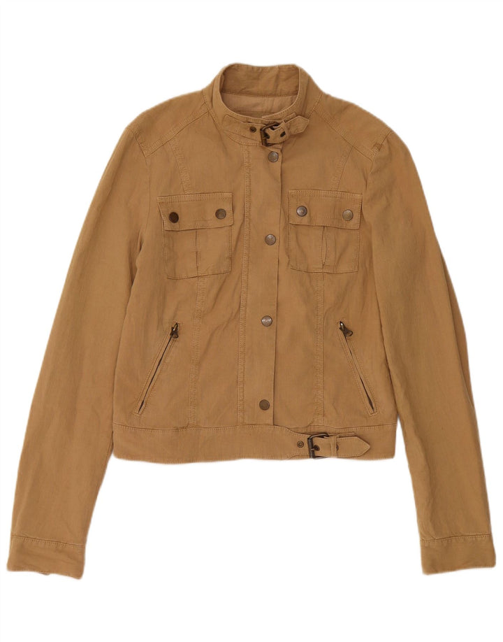 Giacca utility corta da donna Massimo Dutti UK 10 piccola lino marrone