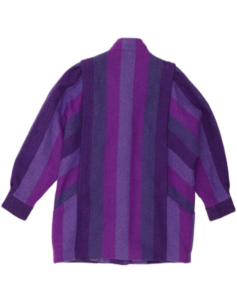 AVOCA Womens Overcoat UK 16 Large Purple Striped New Wool Vintage Avoca and Second-Hand Avoca from Messina Hembry 