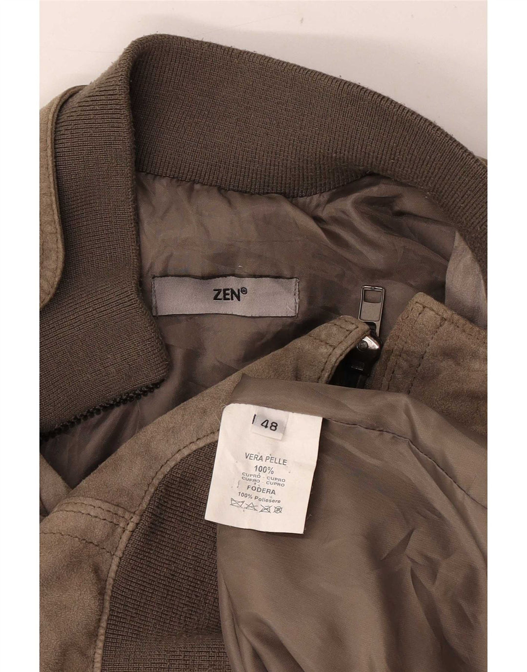Giacca in pelle bomber da uomo Zen IT 48 in pelle marrone medio
