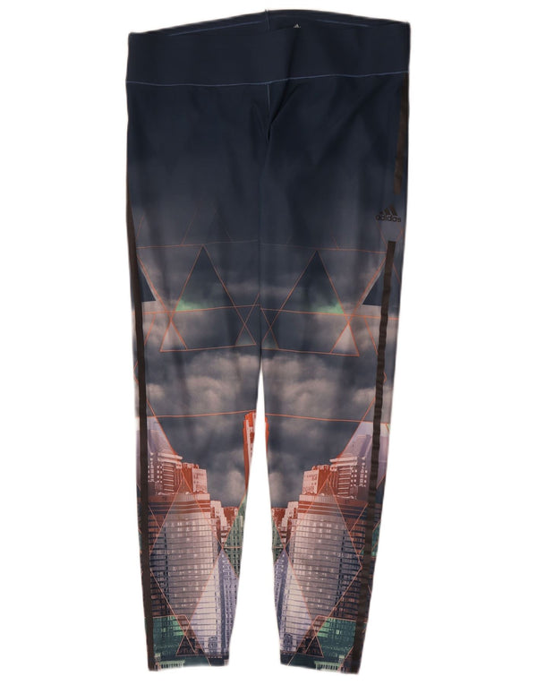 Leggings Adidas Climalite Graphic da donna UK 16/18 Large Blu Navy