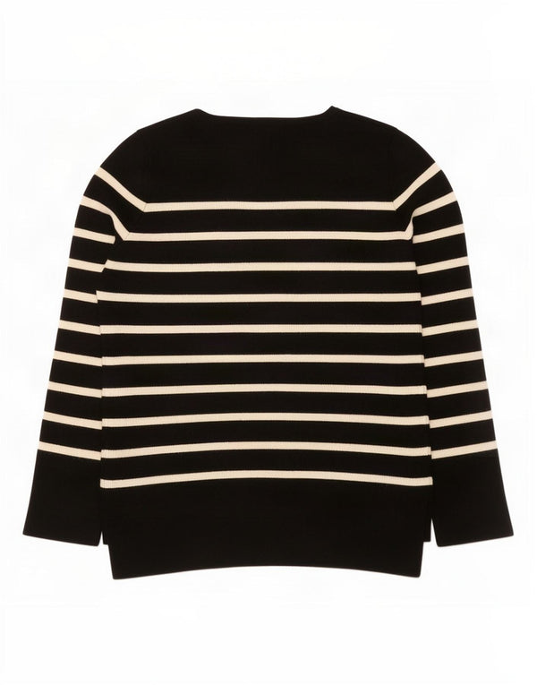 Maglione Zara da donna con scollo a barca UK 12 Viscosa a righe nere medie