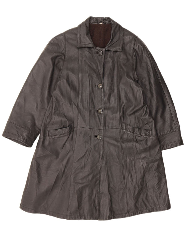 Cappotto in pelle vintage da donna UK 16 grande nero