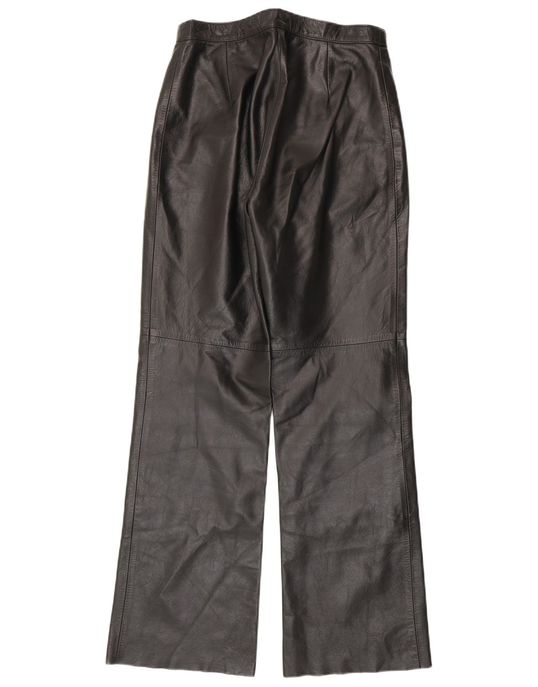 Pantaloni vintage in pelle bootcut da donna IT 44 medi W28 L30 in pelle nera