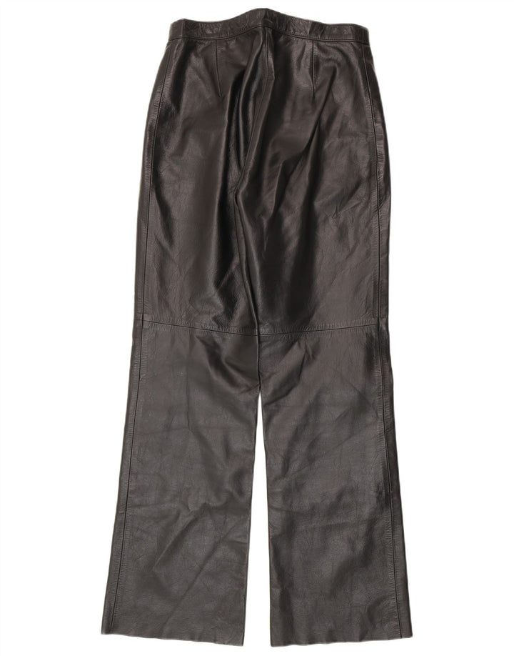 Pantaloni vintage in pelle bootcut da donna IT 44 medi W28 L30 in pelle nera