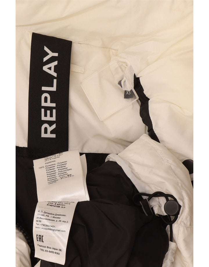 Giacca imbottita oversize grafica da donna Replay UK 6 XS poliestere bianco
