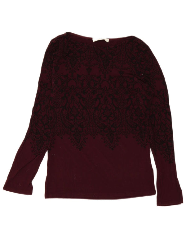 Top da donna Oasis a maniche lunghe UK 12 Viscosa Paisley bordeaux medio
