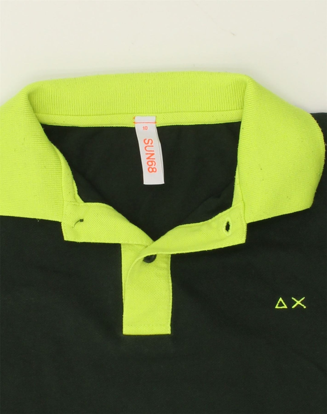 SUN68 Boys Polo Shirt 9-10 Years Green Cotton | Vintage Sun68 | Thrift | Second-Hand Sun68 | Used Clothing | Messina Hembry 