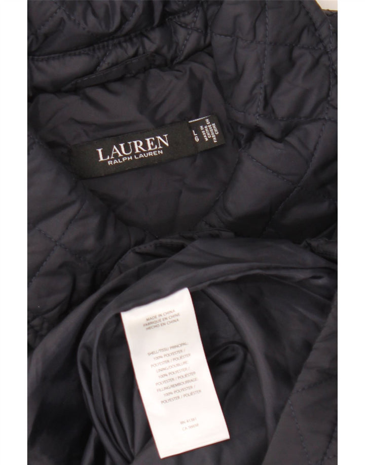 Gilet trapuntato da donna Ralph Lauren UK 16 grande poliestere blu navy