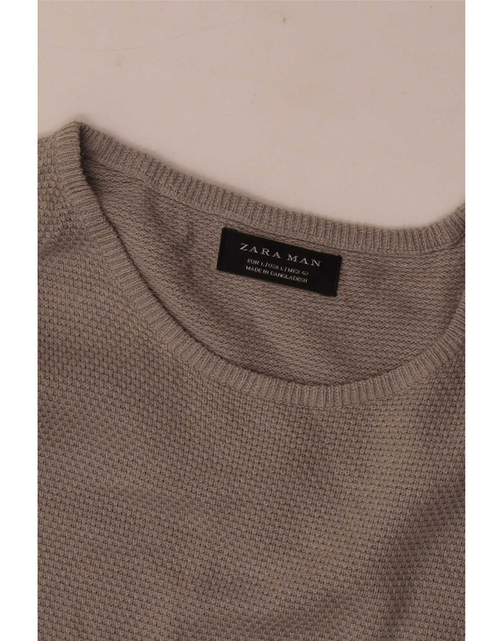 Maglione Zara da uomo con scollo a barca grande grigio