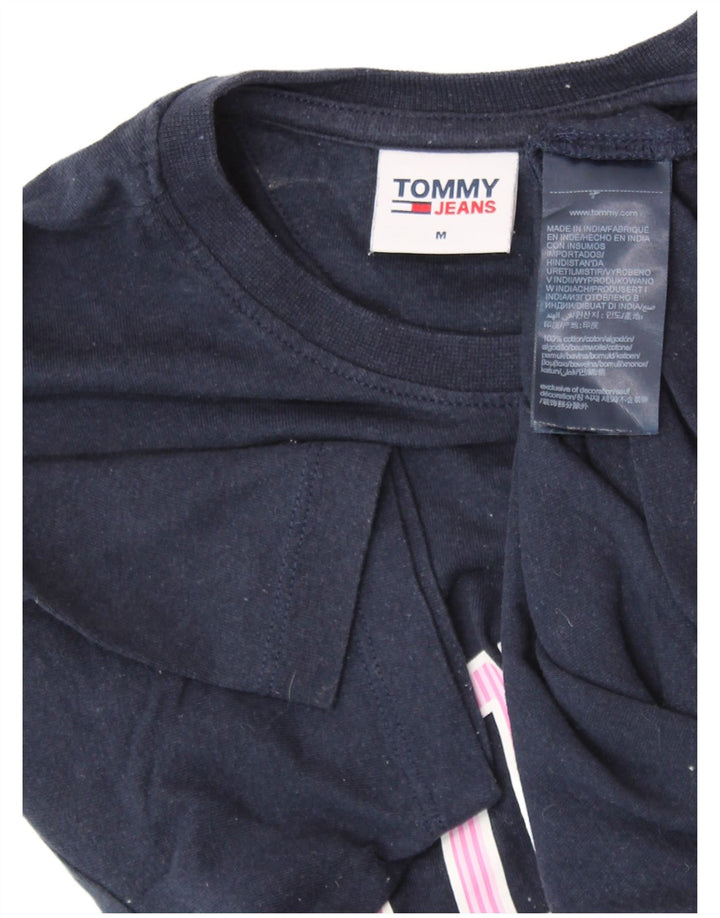 TOMMY HILFIGER T-shirt grafica da donna Top UK 14 cotone blu navy medio