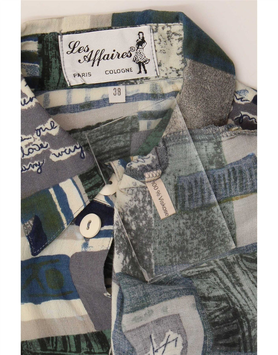 Camicetta grafica da donna vintage EU 38 Patchwork medio multicolore