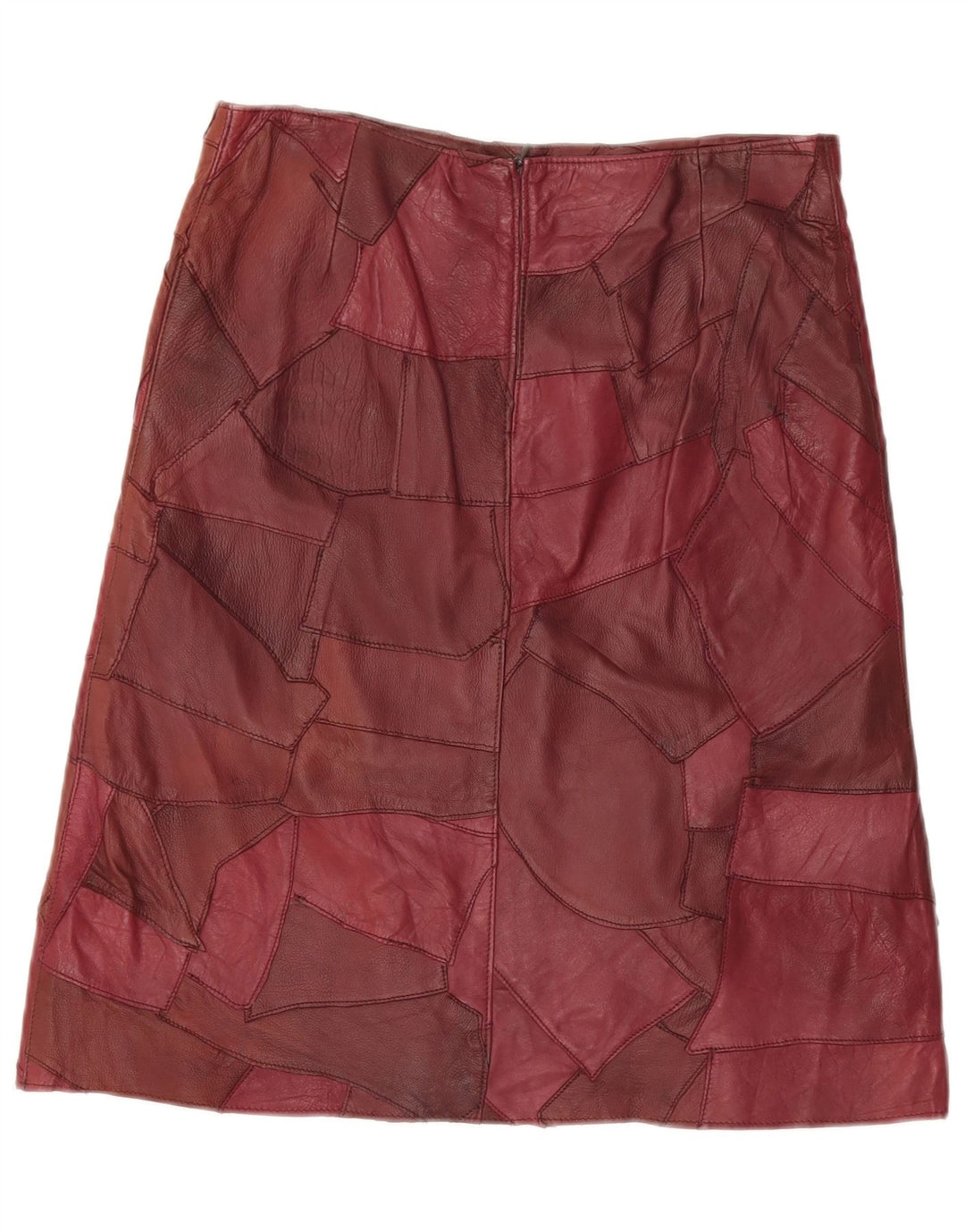Gonna in pelle da donna VINTAGE IT 44 media W32 in pelle bordeaux
