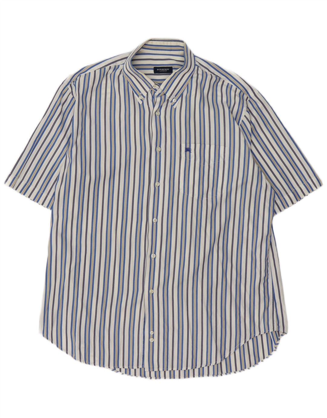 Camicia a maniche corte da uomo Burberry XL in cotone gessato bianco