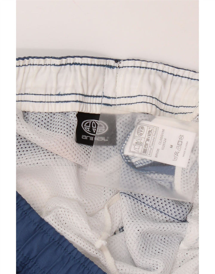 Pantaloncini da bagno con grafica da uomo con animali, poliestere color block medio blu navy