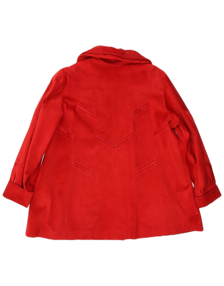 Soprabito oversize in pelle scamosciata oversize da donna AMGE EU 42 Large in pelle rossa