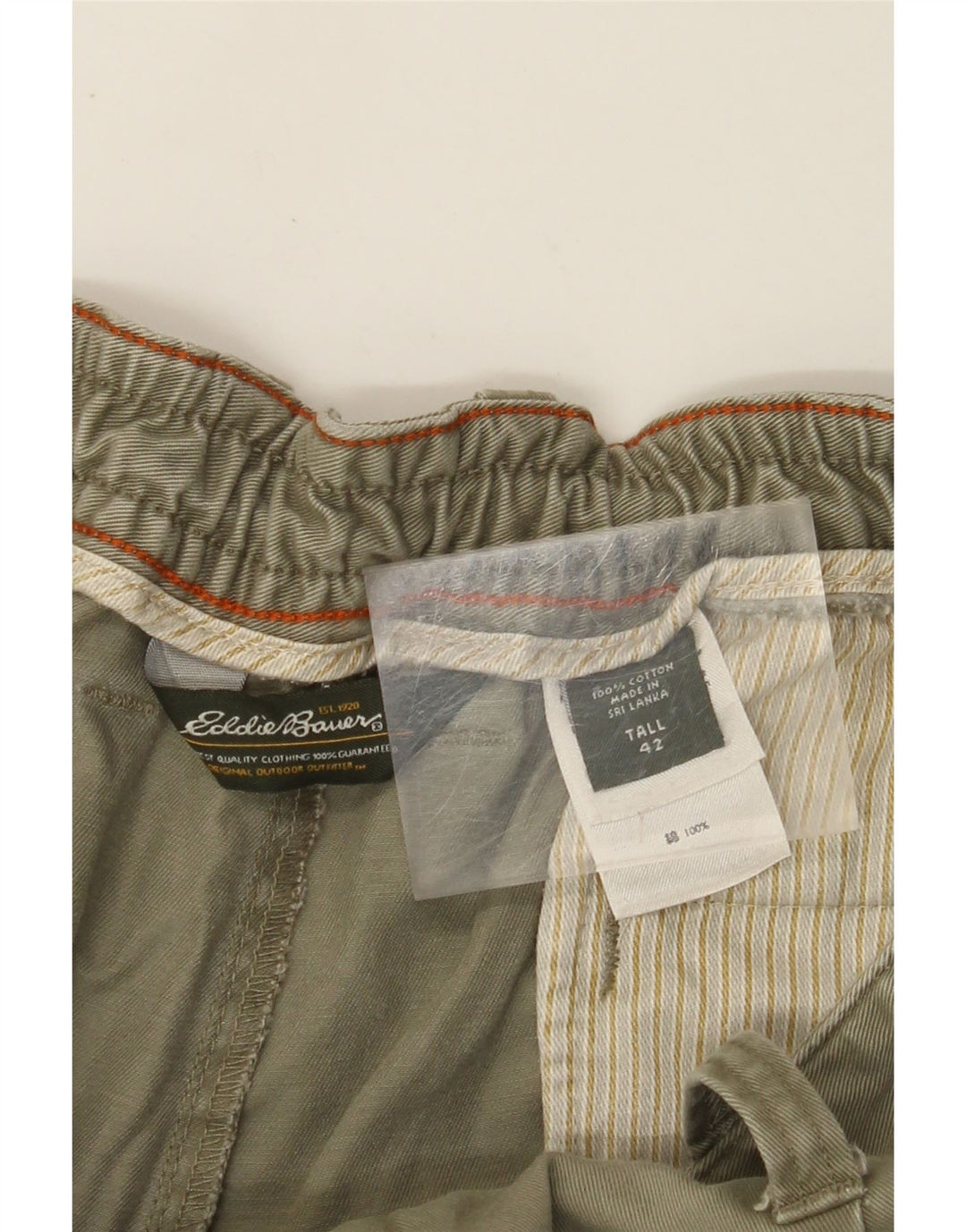 Pantaloncini chino alti da uomo Eddie Bauer W42 2XL cotone kaki